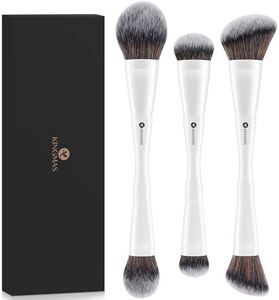 KINGMAS 3Pcs Foundation Makeup Brush Set, Double-ended Kabuki Brush, Large Foundation Brush Medium Concealer Brush Small Contour Brush for Liquid, Cream, Powder, Blending Buffing Face Makeup Tools