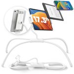 SAIJI for iPad Stand Holder Adjustable Tablet Stand for Desk, Portable Monitor Stand Tablet Holder for Bed Fit for Phones, Tablets, Portable Monitor, Switch and More 4.7"-17.3" Devices(White)