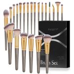 MAGEFY 22 Pcs Makeup Brushes with Gift Box, Premium Synthetic Makeup Brush Set Foundation Brushes Blending Face Powder Blush Eyeshadow Brushes(Brown)