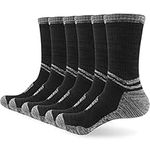 Women Ladies Work Walking Winter Socks, Black Anti Blister Hiking Sports Thermal Cosy Cotton Socks for Womens Size 4-7 Multipack, Cushioned Thick Warm Support Crew Socks 3 Pairs