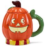 100 North ESNCHMG-PN Halloween Orange Pumpkin Jack O'Lantern Character 16 ounce Glossy Ceramic Coffee Tea Cup Mug For Your Favorite Morning Brew