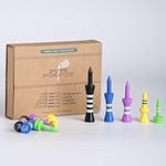 Putt Pursuit Bamboo Castle Golf Tees (Pack of 30) - Biodegradable & Sustainable - Consistent Ball Height & Reduced Friction - Green, Yellow, Purple, Blue & Black with Sizes 25, 35, 45, 50 & 60 (mm)