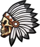 [Large Size] Papapatch Feathered Indian Chief Head Death Skull Biker Motorcycle Vest Embroidered Sewing Iron on Patch (Iron-Feather-Indian-Large)