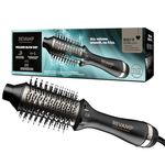 REVAMP Pro Define Perfect Blow Dry Hair Brush, Hot Air Styler - 4 in 1 Hair Dryer Brush for Drying, Detangling, Smoothing and Styling - Volumising Blowdry Hairbrush with Progloss Super Shine Oils