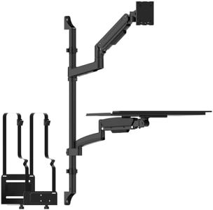 Mount-It! Heavy-Duty Wall Workstation, Ultrawide Monitor Arm, Keyboard Tray