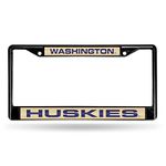 Rico Industries NCAA Washington Huskies Black Black Laser Cut Chrome Frame 12" x 6" 12" x 6" Black Laser Cut Chrome Frame - Car/Truck/SUV Automobile Accessory