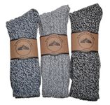 WB Socks Mens Thick & Warm socks 3 pairs per pack, Grey, Medium = UK Mens Shoe Size 6-8