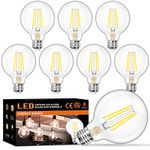 Dekang Round Light Bulbs for Bathroom 5000K Daylight, E26 Base G25 LED Globe Light Bulbs 60Watt Incandescent Equivalent, 6W Filament Edison Vanity Light Bulbs Clear Glass, 600LM, 8 Pack, Non-dimmable