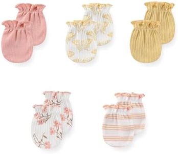 JELYLOVE 5 Pack Unisex New Born Boy Girls No Scratch Mittens Cotton Soft Baby Gloves Accessory 0-3 Months Infant Essentials