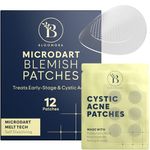 BLOOMORA Microneedle Pimple Patch, Deep Pimple Skin Care Regimen, Microdart Pimple Patch, Zit Patches - Pimple Covers for Face, Pimple Patches Salicylic Acid & Hyaluronic Acid (12 Count)