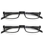 BIENCOOL 2 Pack Half Frame Reading Glasses for Men and Women Readers with Spring Hinge (2 BLACK, 1.25, multiplier_x)