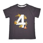 Boys Birthday Car Tee Shirt Four Construction Excavator Graphic T Shirts Short Sleeve Blouse for Birthday Party Dark Grey Size 4