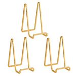 Plate Holder Easel Display Stand - 6 inch Metal Plate Stands for Display - Tabletop Picture Stand - Gold Iron Easels for Display Pictures | Photo Frames | Book | Decorative Plates | Plaque - 3 Pack