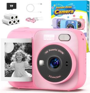 Kids Instant Print Camera with 5 Rolls Print Paper, 1080P HD Camera, Rechargeable Portable Toddler Selfie Camera, Christmas Birthday Gifts Toys for Boys Girls Age 3-12 (Pink)