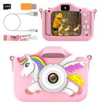 Kids Camera for Girls Boys Toddlers Childrens Age 3-8 Digital Selfie with 64GB SD Card for Son Daughter Grandson Granddaughter Christmas Birthday Gifts