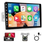 Single Din Car Stereo Apple Carplay Android Auto, Rimoody 1 Din 9 Inch Touchscreen Car Radio with Bluetooth FM AM Radio iOS/Android Mirror Link TF/USB/AUX Input Car Multimedia Player + Backup Camera