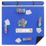 Jigitz Table Game Mat, Blue - Board Game Table Cover Mat, Playing Card Poker Games Square Table Mat 32.6in x 32.6in