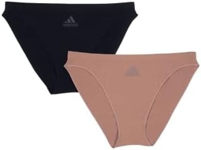 adidas Women's Seamless Micro Stretch Underwear Bikini Panty, Toastalmond-blk, Large