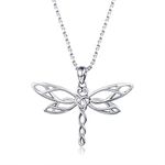 MANBU Sterling Silver Dragonfly Necklace Bracelet for Women Celtic Infinity Dragonfly Pendant Christmas Jewelry Gifts for Dragonfly Lovers, Sterling Silver, Cubic Zirconia