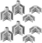 8Pcs 90 Degrees Glass Clamps, Glass Flame Wind Guard Kit, Aluminum Corner Bracket Fit 1/4"-5/16" Thicknesss Tempered Glass, Gas Fire Pits Flame Guard Connector Parts, 4 Corners with Rubber Feet