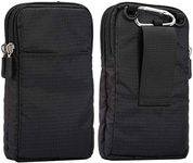 Cellphone Belt Clip Holster Men, Nylon Crossbody Cell Phone Purse, 6.9" Cellphone Belt Case Holder Mens Smartphone Belt Loop Pouch Zipper Pockets for iPhone 15 14 13 12 Pro Max Case 7 8 Plus, Black