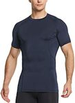 TSLA DRST Men's Cool Dry Short Sleeve Compression Shirts, Athletic Workout Shirt, Active Sports Base Layer T-Shirts, Active Short Sleeve Charcoal, M