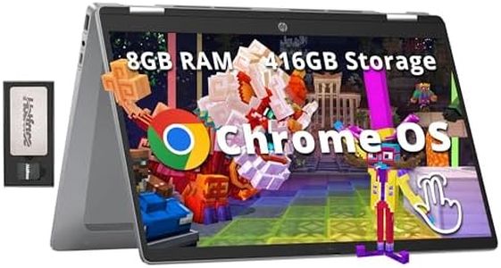HP 14" 2-in-1 FHD Touchscreen Chromebook Plus Laptop, Intel i3-N305, 8GB LPDDR5, 416GB Storage(256GB SSD+160GB Docking Station), UHD Graphics, FHD Camera, Fast Charge, Wi-Fi 6E, Chrome OS, Silver