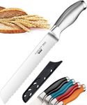 Orblue Serrated Bread Knife with Upgraded Stainless Steel Razor Sharp Wavy Edge Width - Bread Cutter Ideal for Slicing Homemade Bread, Bagels, Cake (8-Inch Blade with 5-Inch Handle)