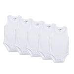 ebebek HelloBaby Baby Bodysuits 5 PCS - Bodysuit for Boys and Girls Newborn - Infant Toddlers Bodysuit Onesies - White Baby Bodysuits (White - Sleeveless, 36 Months)