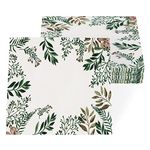 PARTY GO 50 Pieces Secret Garden Napkins Printed Napkins with Sage Greenery for Garden Party Birthday Baby Shower Decoration Supplies Girls Boys Kids, 6.5 x 6.5 Inches