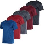 Real Essentials Athletic V Neck Tshirt Shirts T-Shirts Men Quick Dry Fit Tops Dri Fit Short Sleeve Active Wear Training Exercise Fitness Workout Shirt Tee Tees Gym Sports Top, Set 9, L, Pack of 5