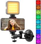 ULANZI Suction Cup Mirror Phone Holder with Light VL49 RGB, Travel Wall Phone Camera Mount for Makeup Content Creator Essentials, for Bathroom Kitchen All Smooth Surface