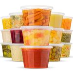 Plastic Containers With Lids - [40-Pack] - (16 Oz - 475 ml) - Soup Containers & Food Storage Takeout To Go - Storage and Freezer Airtight Plastic Containers - Microwave & Freezer Safe, BPA-Free