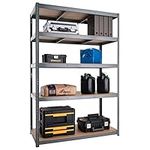 G-Rack Garage Shelving Units - 5 Tier Storage Rack Shelves Shelf Unit - 180x120x45 cm - 1 Bay, 150 kg Per Shelf - Heavy Duty Metal Industrial Shelves Storage Rack Shed Solutions - Black