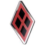 Fan Emblems Harley Quinn Domed Chrome Car Decal - Black Diamonds Logo