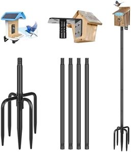 Gtongoko 80 Inch Bird House Pole Kit, Heavy Duty Adjustable Bird Feeder Pole for Outdoors with 5 Prongs Base, Universal Mounting Kit for Bird House and Bird Feeder, Black