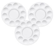 PENTA ANGEL Art Paint Tray Palette 3Pcs 10 Well Plastic Round Paint Tray for Kids Watercolor Painting(Round-3PCS)