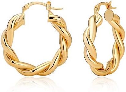 Orecchini a cerchio in oro intrecciato per donna, cerchi spessi e grossi, ipoallergenici, grandi orecchini a torsione vintage