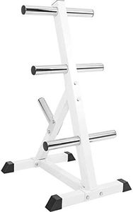GORILLA SPORTS® Support pour Poids - pour Disques Olympiques Ø 50 mm, 7 Barres, Charge Jusqu'à 350 kg, Acier, Noir/Blanc - Rack de Rangement Poids, Stockage d'Haltères, Professionnel, Musculation, Gym