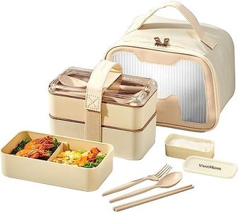 Ruucy Bento Lunch Box Kit pour Enfant Adulte, 1440ml Double Couche Boite Repas avec Sac Isotherme et Couverts, Hermétique Boîtes Bento pour Pique Nique, Travail, Goûter, Boîte à Lunch Micro Ondes