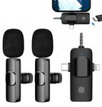 Wireless Microphones, Wireless Lavalier Microphone for iPhone/iOS/Android/PC/Laptop, Plug-Play Bluetooth Microphone, 3 Level Noise Reduction Auto Sync for Recording, Live Streaming, TikTok, YouTube