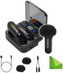 Comica Vimo S-MI 2.4G Dual-Channel Mini Wireless Lavalier Microphone with Charging Case Dual Transmitter & 1 Receiver Lapel Mic for Interviewing,Live Streaming and Vlogging-Black