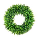 DDHS Boxwood Wreath Front Door Wreath.24'' Artificial Spring Wreath.Wreaths for Front Door Farmhouse Wedding Green Wreath Decoration -(Hello Sign)