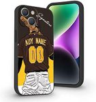 VNGDA Custom Name & Number Baseball Case for iPhone 16 15 Pro Max 14 13 12 11 Xs Max Xr SE3 8 7 6 Plus 11 Pro Mini，Liquid Silicone with Camera Protection Custom Signature Phone Case(San Diego)