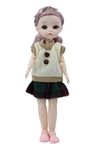 Tickles Movable Joints Cute Beautiful Eyes Fashionable Dress Doll for Kids Girls (Color: White Size: 30 cm)