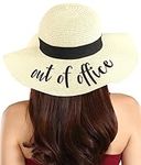 Foldable Beach Hats for Women-Floppy Sun Hats for Women,Roll up Straw Hats for Women,Summer Vacation Hats&Beach Wide Brim Hat, Out of Office, One Size