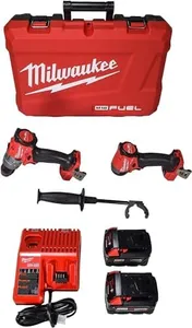 Milwaukee 3697-22 18V Lithium-Ion Brushless Cordless Hammer Drill and Impact Driver Combo Kit (2-Tool) with (2) 5.0Ah Batteries, Charger & Tool Case