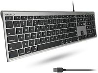 Macally Ultra Slim USB Wired Computer Keyboard - Works as a Windows or Mac Wired Keyboard - Full Size Keyboard with Numeric Keypad & 20 Shortcut Keys - Plug and Play Mac Keyboard - Space Gray