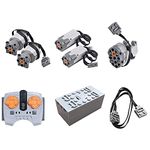 NIIZ Power Functions Motor Set Compatible with Lego, 8 Pieces Science and Technology Motor Power Function Kit, Including 5 Motors (L/Servo/M) Power Pack, Adjustable APP and Remote Control Set