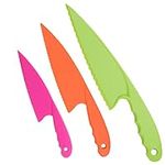 3 Pcs Plastic Kitchen Knife Set, Kids Safety Cooking Knives in 3 Sizes & Colors for Fruit, Bread, Cake, Salad, Lettuce Knife